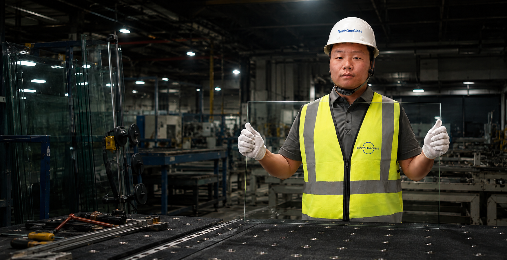 North One Glass warehouse and specialty coated glass supply support in Shahe, China